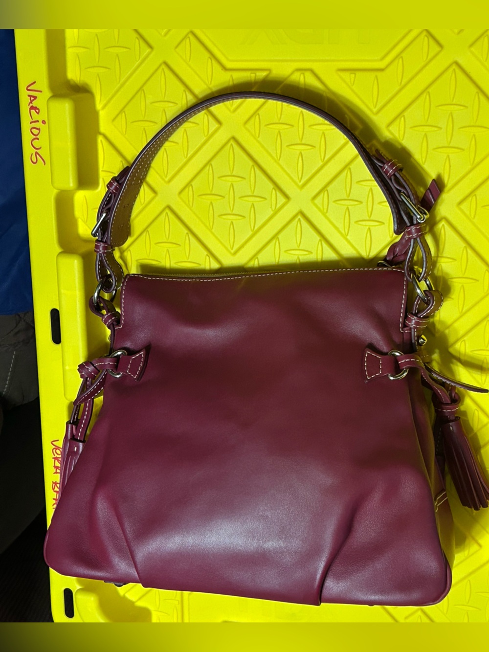 Dooney & Bourke Burgundy Leather Shoulder Bag - Picture 7 of 14